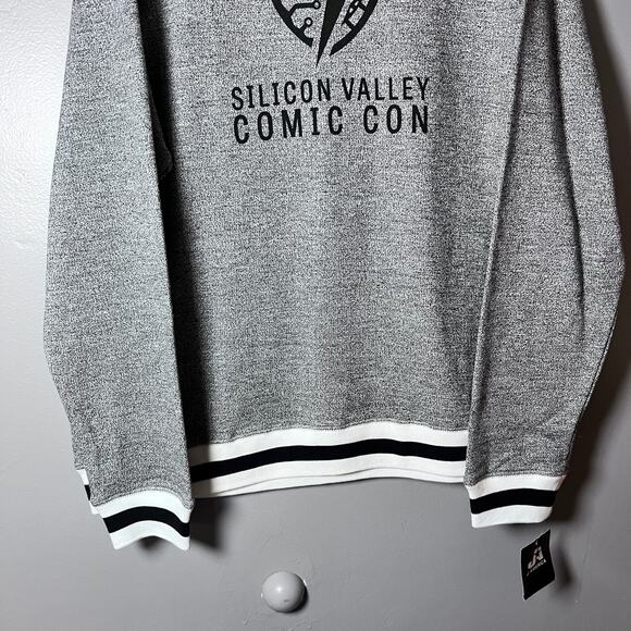 J America XXL Silicon Valley Comic Con Crewneck Sweatshirt Gray Raglan Unisex - Picture 10 of 10